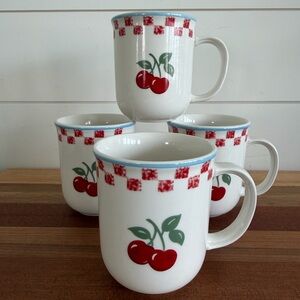 Mainstays Cherry Orchard Pattern Ceramic Mugs set of 4